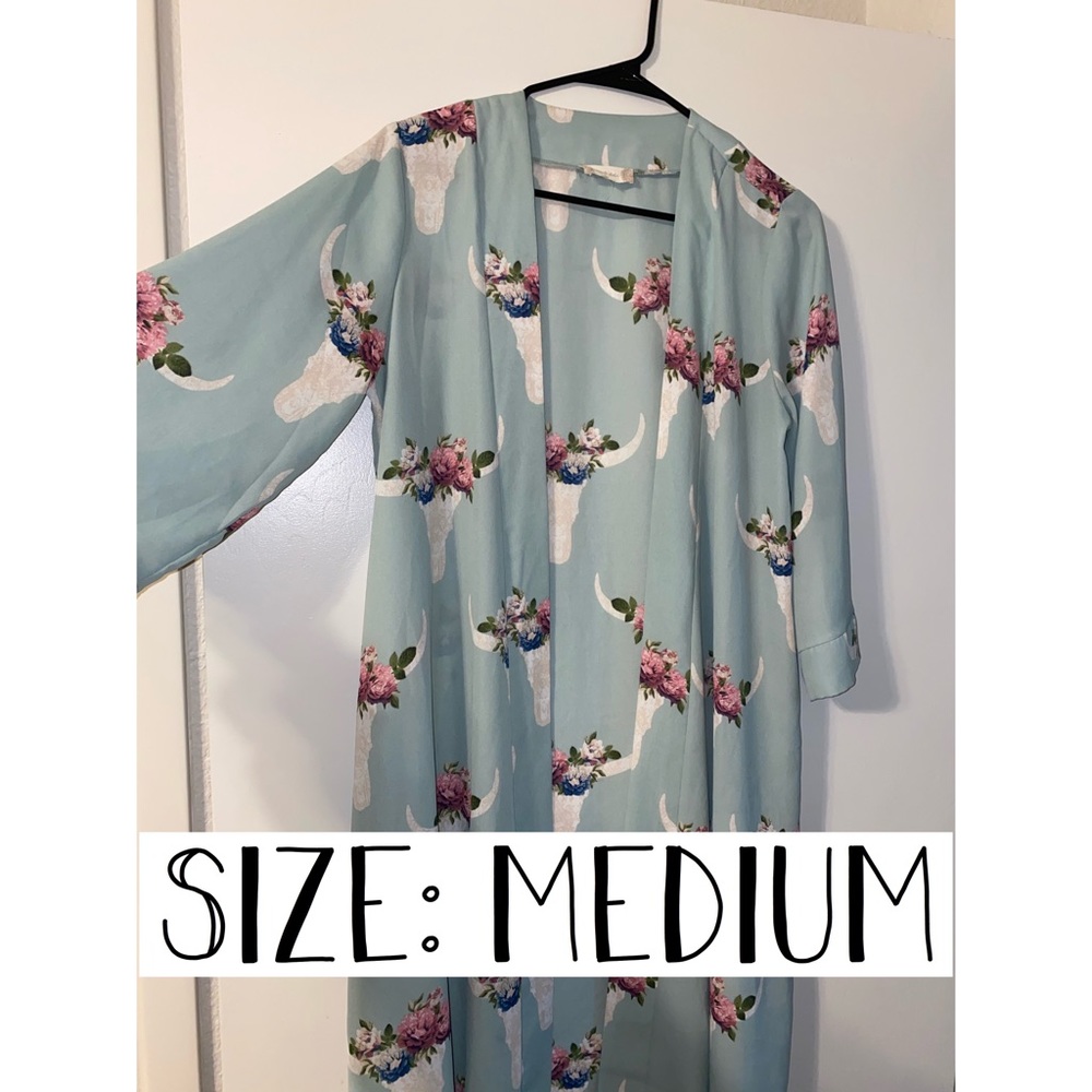 Floral cow skull kimono